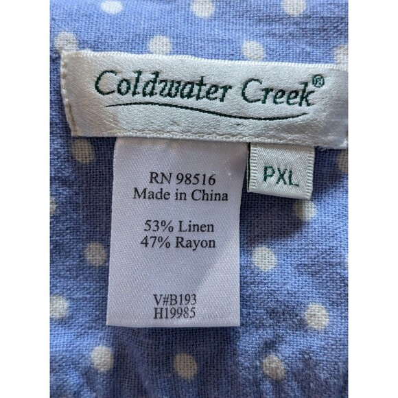 Coldwater Creek Linen Jacket Women's PXL Blue Floral Petite Cottage Core Hippie - Picture 3 of 15
